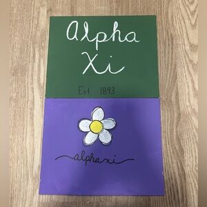 Alpha Xi Decorative Paintings in Green and Purple